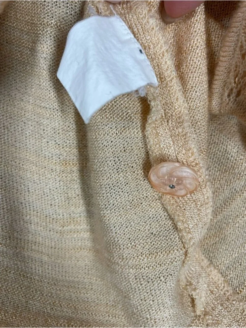 Vintage Carte Knit Cardigan Beige Floral Embroidered Sweater Coquette Festival